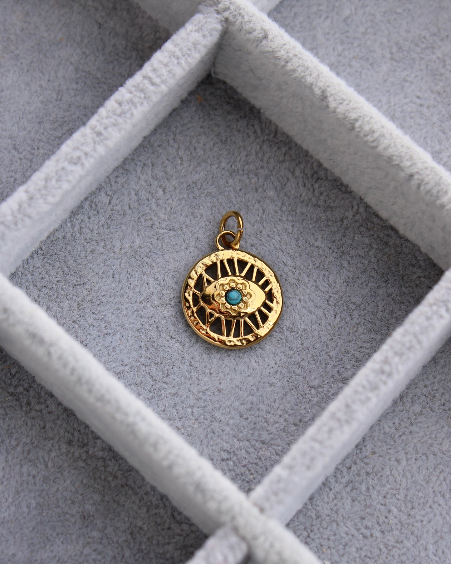19mm Eye with Turquoise PVD Charm, CH378