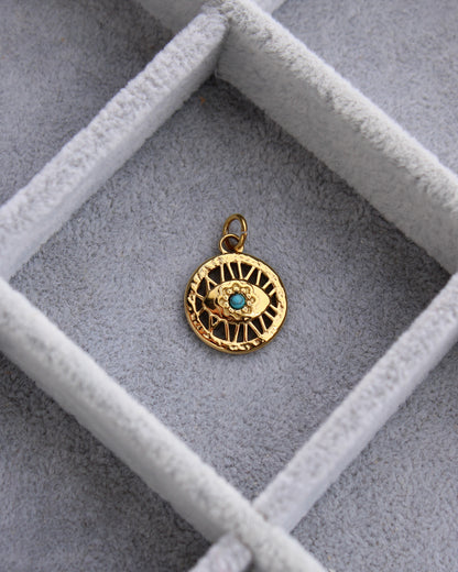 19mm Eye with Turquoise PVD Charm, CH378