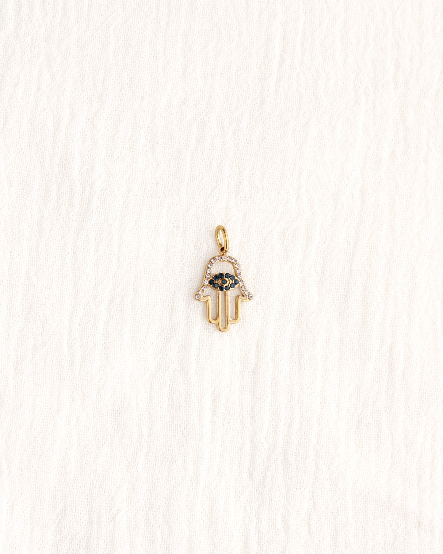 18mm Hamsa with Rhinestones PVD Charm, CH375