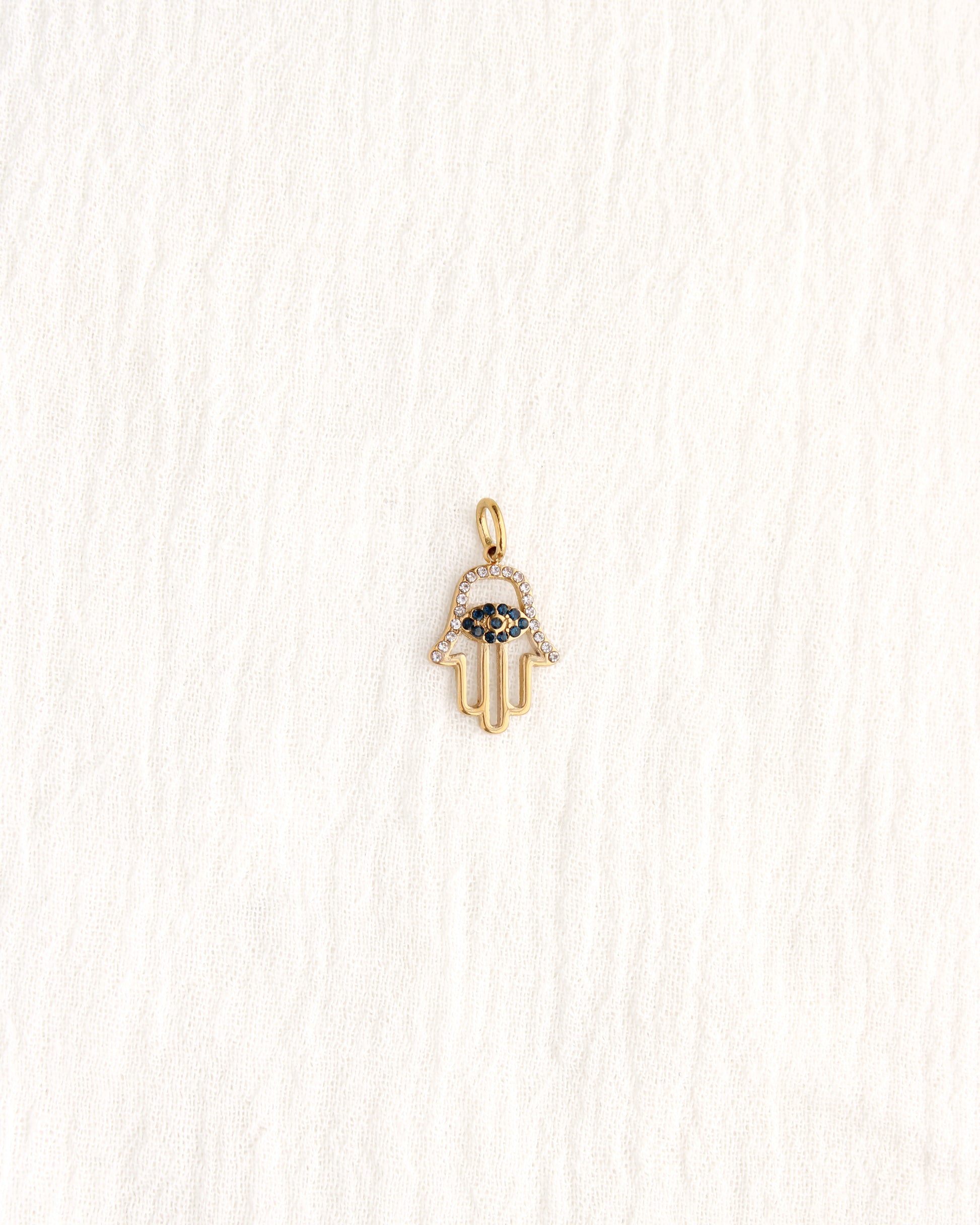 18mm Hamsa with Rhinestones PVD Charm, CH375