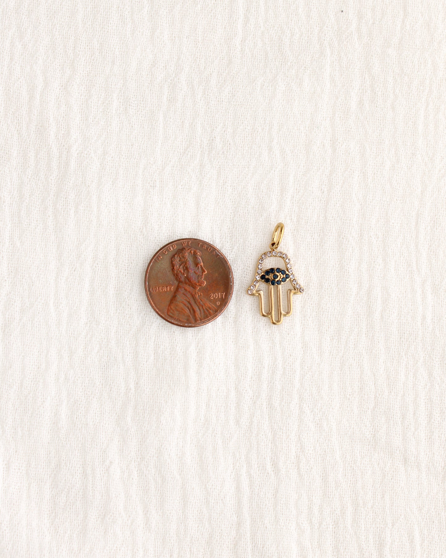 18mm Hamsa with Rhinestones PVD Charm, CH375