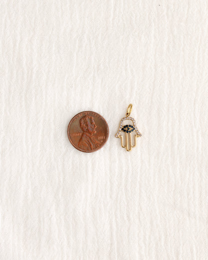 18mm Hamsa with Rhinestones PVD Charm, CH375