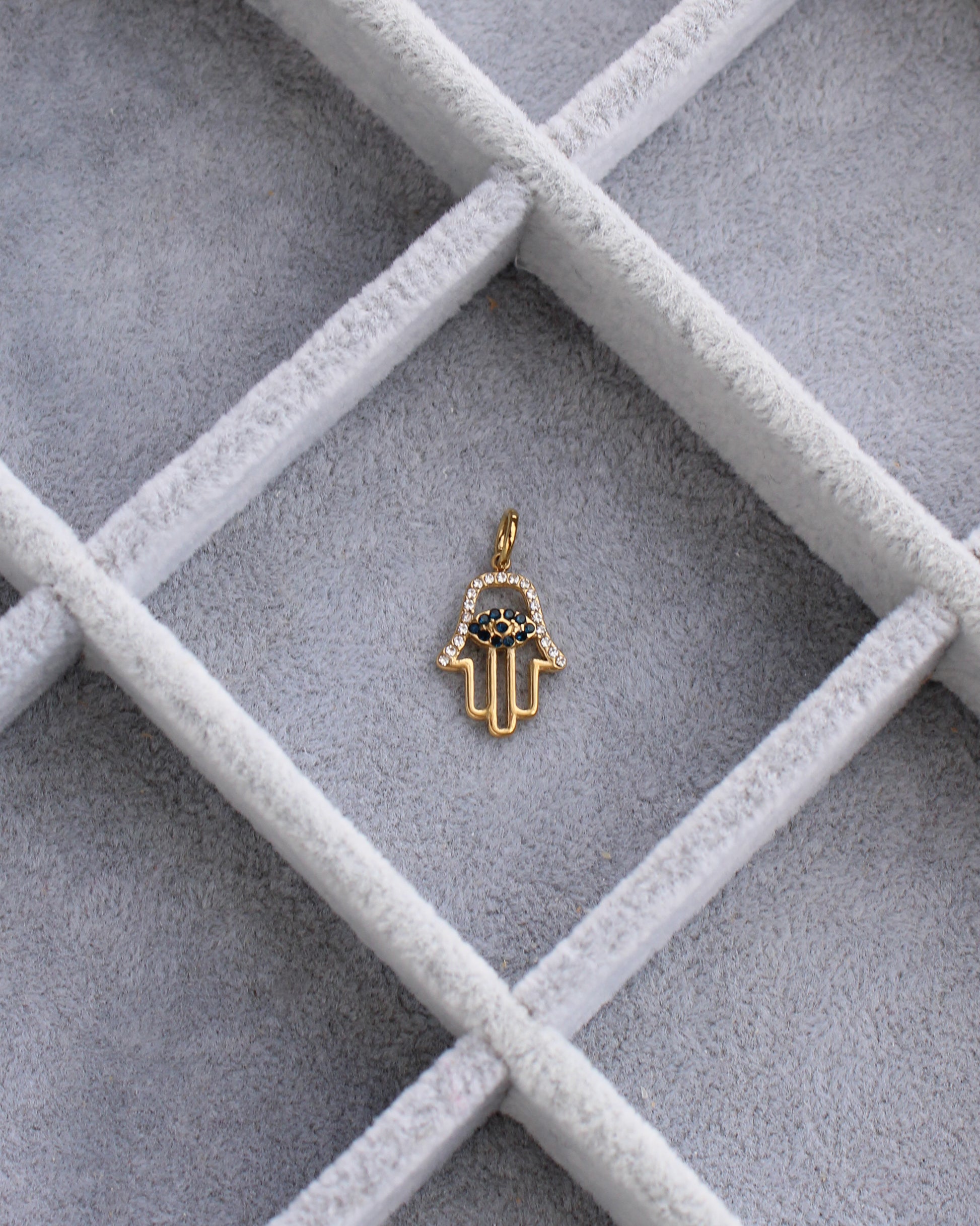 18mm Hamsa with Rhinestones PVD Charm, CH375