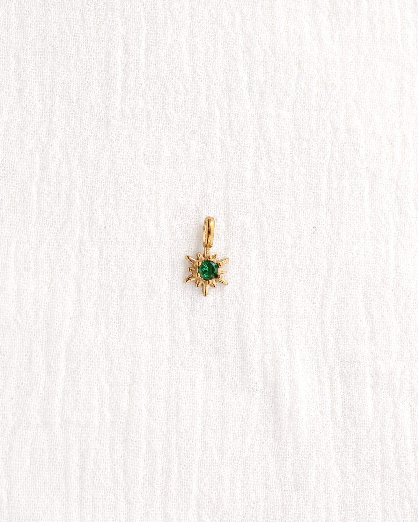 15mm Green CZ Sunburst PVD Charm, CH370