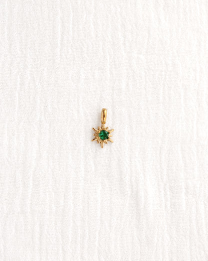 15mm Green CZ Sunburst PVD Charm, CH370