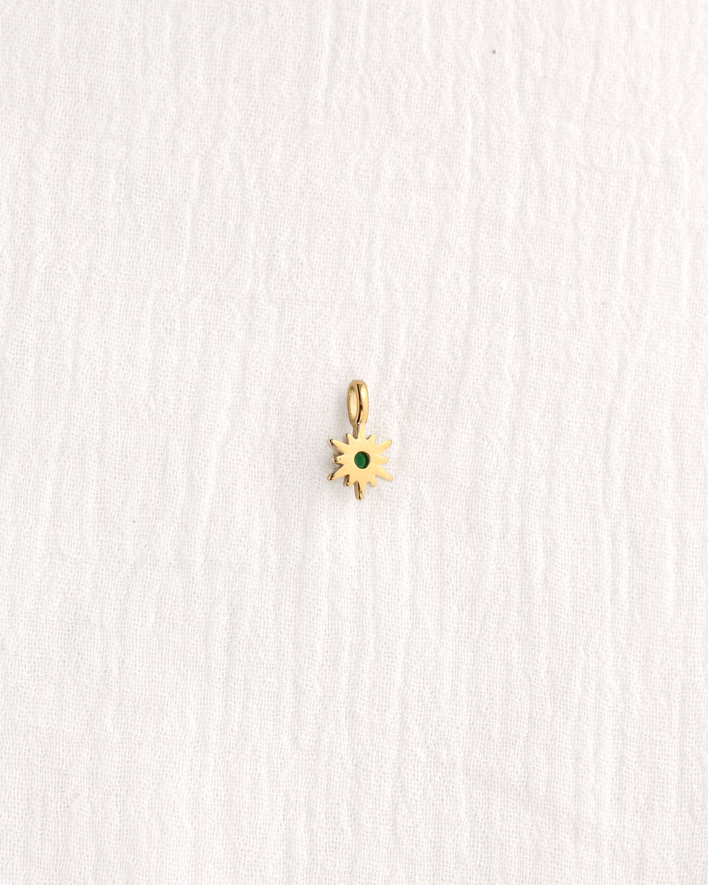 15mm Green CZ Sunburst PVD Charm, CH370