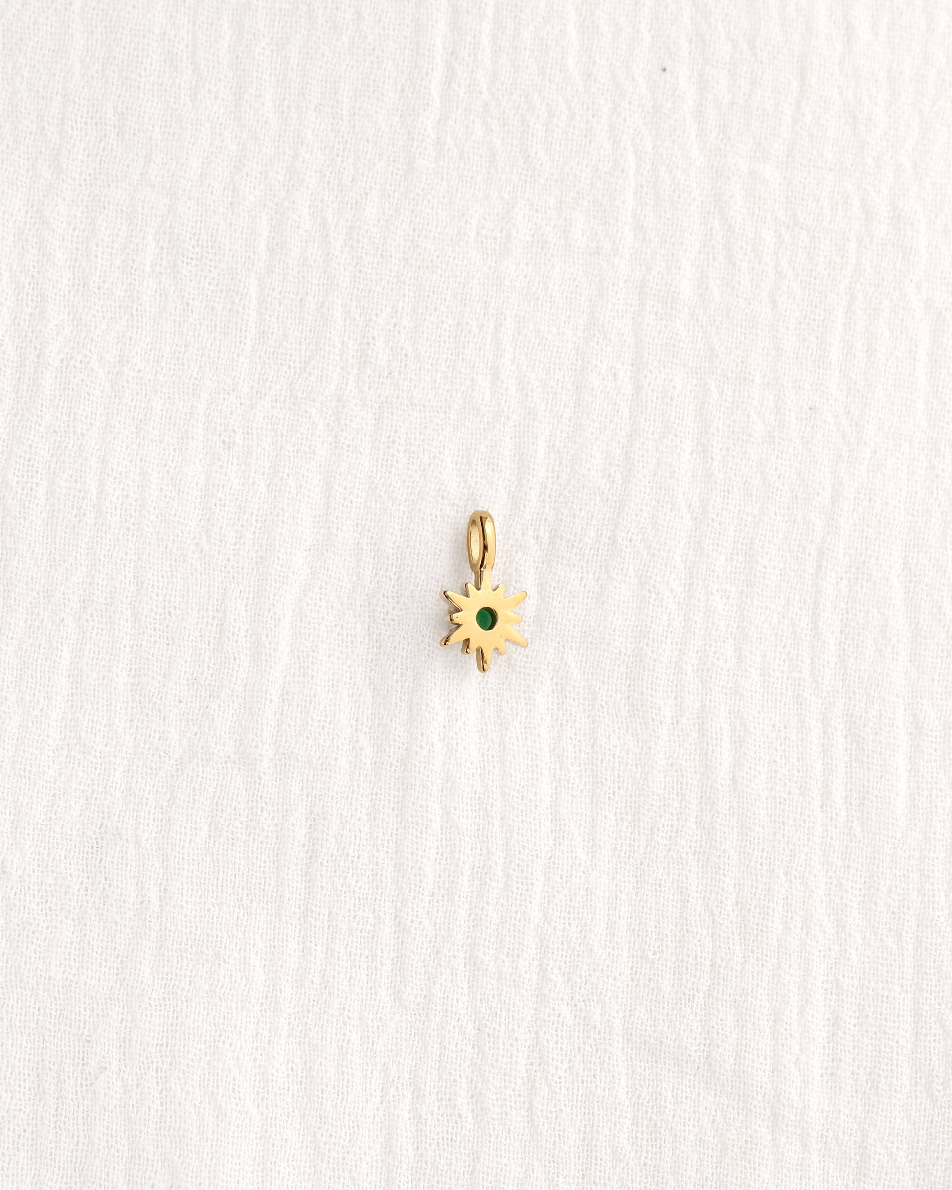 15mm Green CZ Sunburst PVD Charm, CH370
