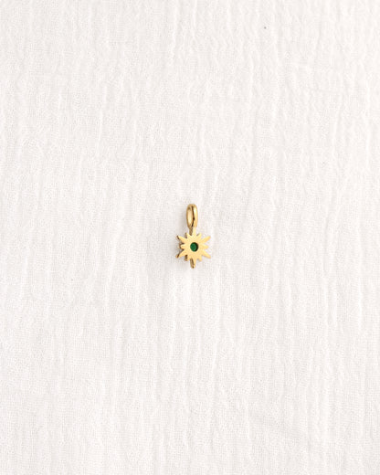 15mm Green CZ Sunburst PVD Charm, CH370