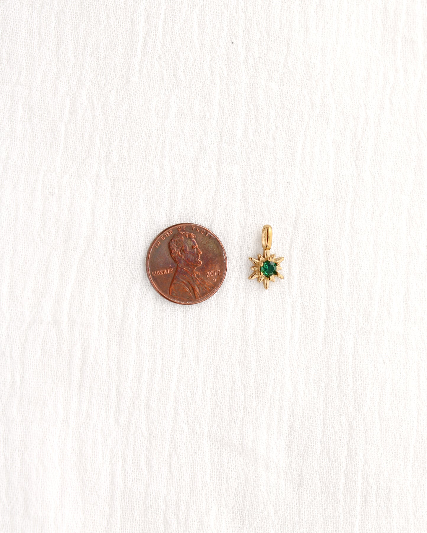 15mm Green CZ Sunburst PVD Charm, CH370
