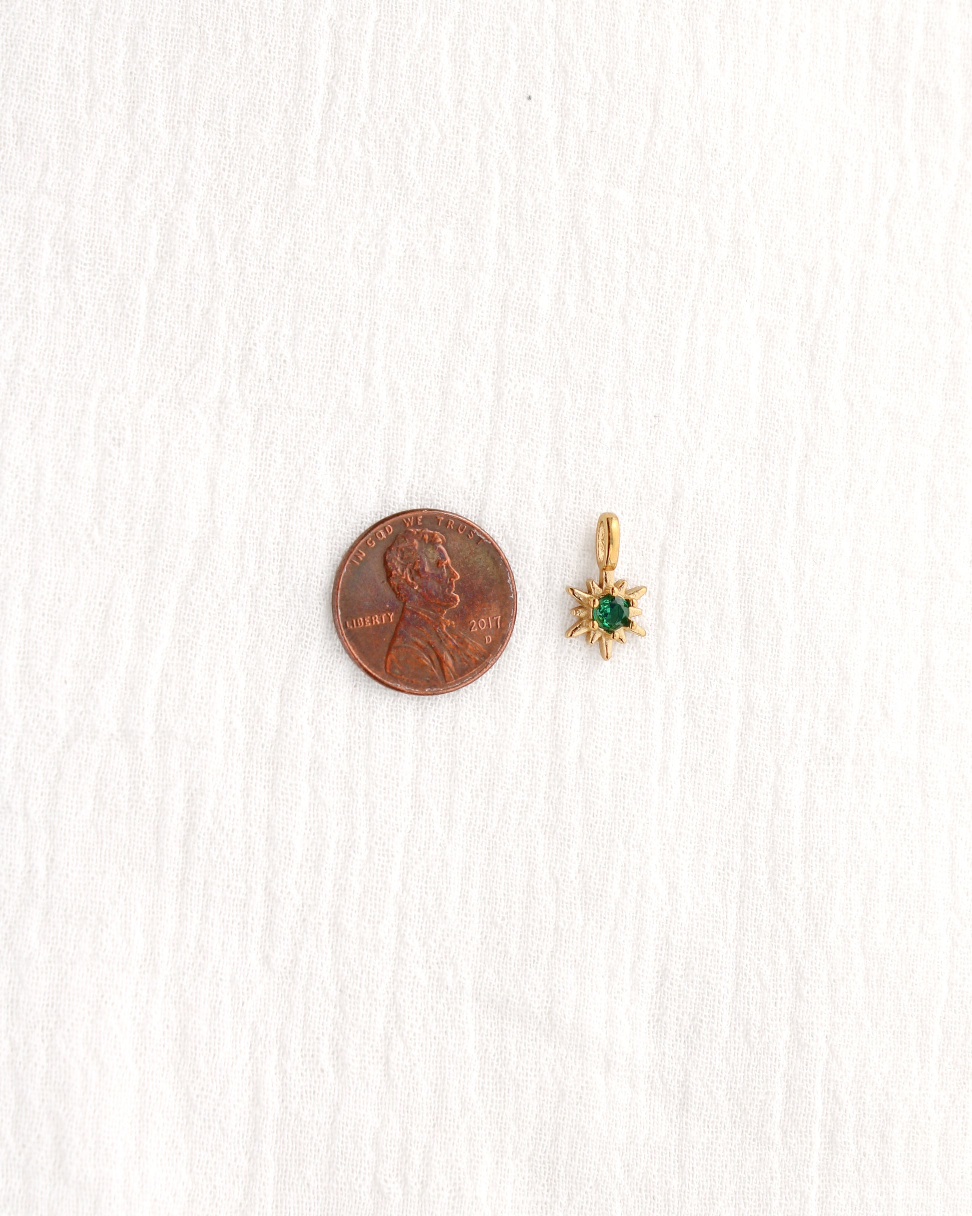 15mm Green CZ Sunburst PVD Charm, CH370