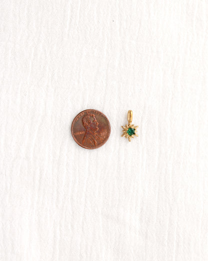 15mm Green CZ Sunburst PVD Charm, CH370