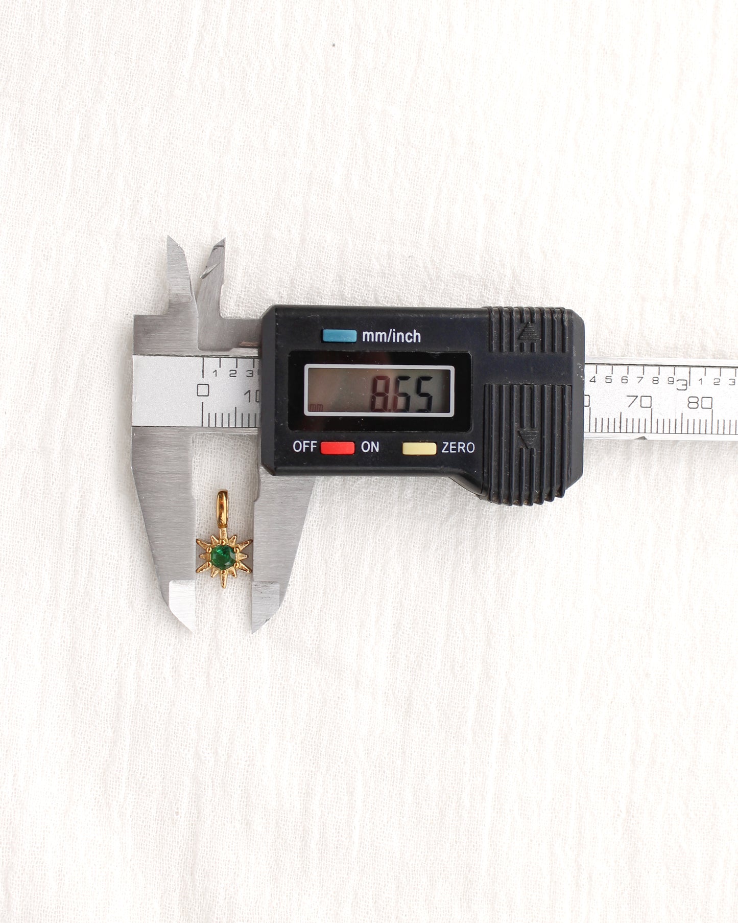 15mm Green CZ Sunburst PVD Charm, CH370