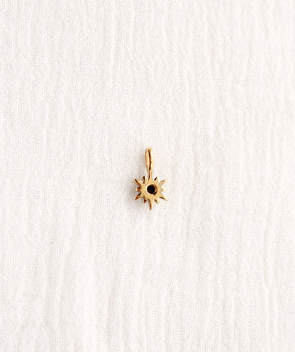 15mm Black Zircon Sunburst PVD Charm, CH369