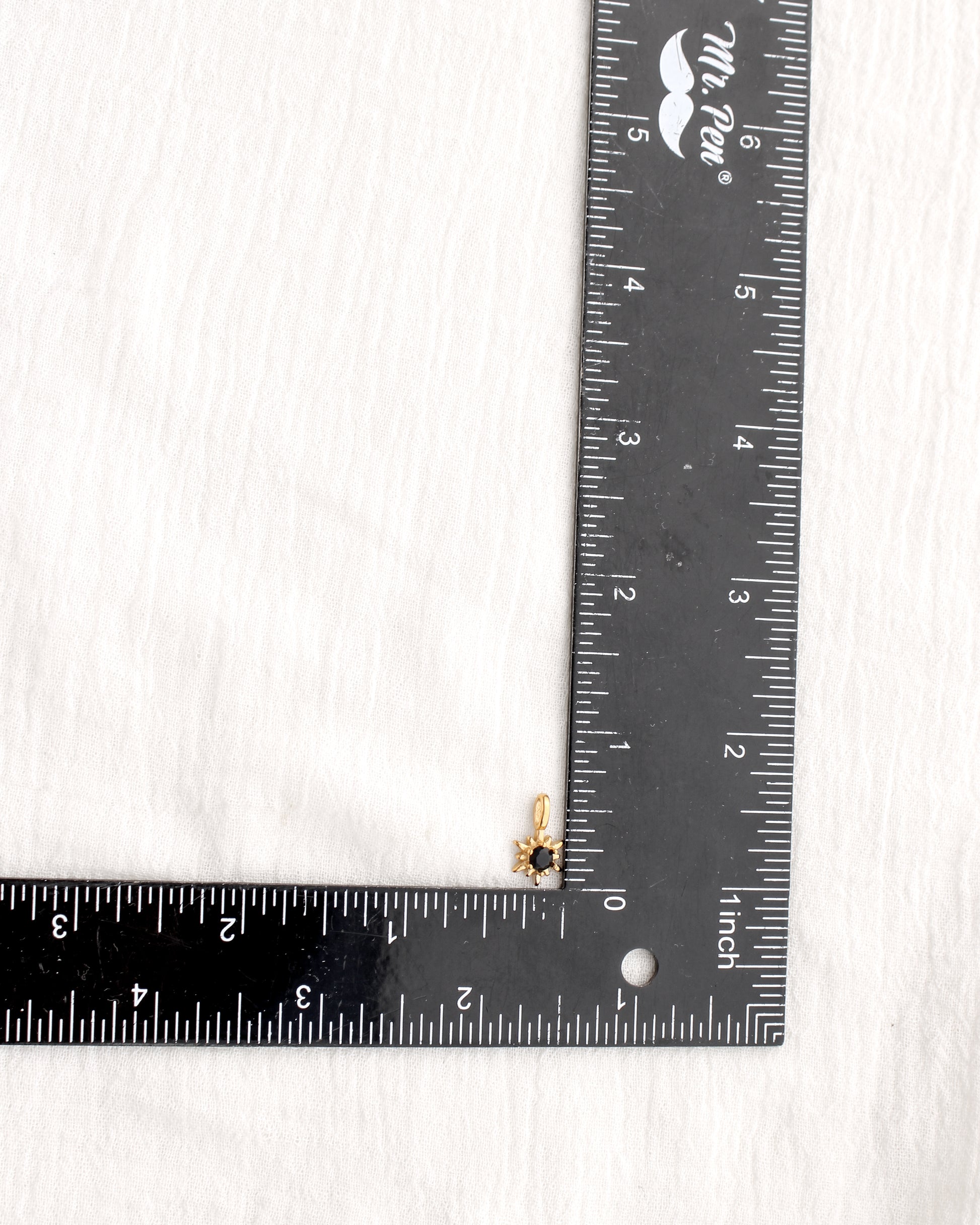 15mm Black Zircon Sunburst PVD Charm, CH369