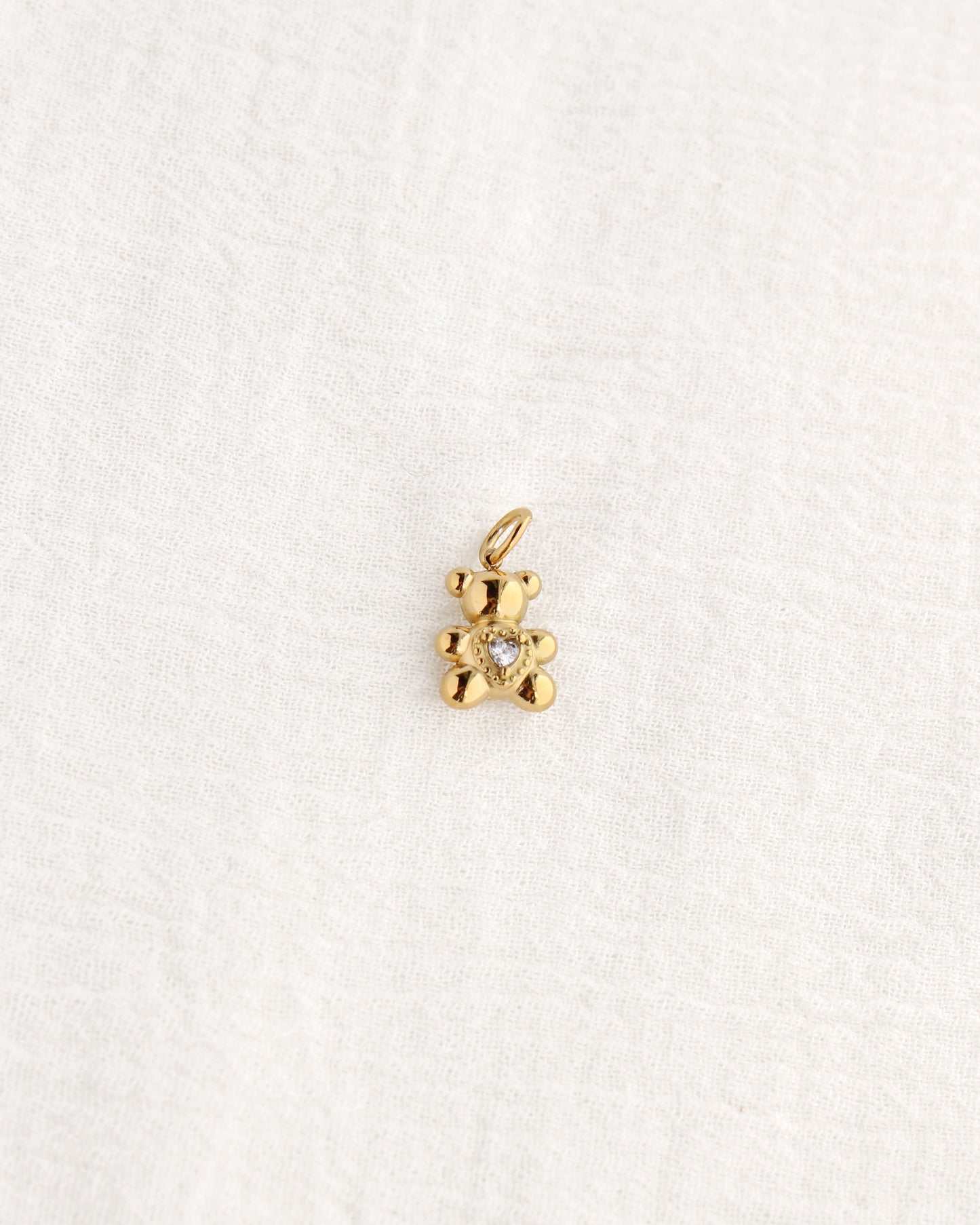 14mm Bear with CZ Heart PVD Charm, CH379