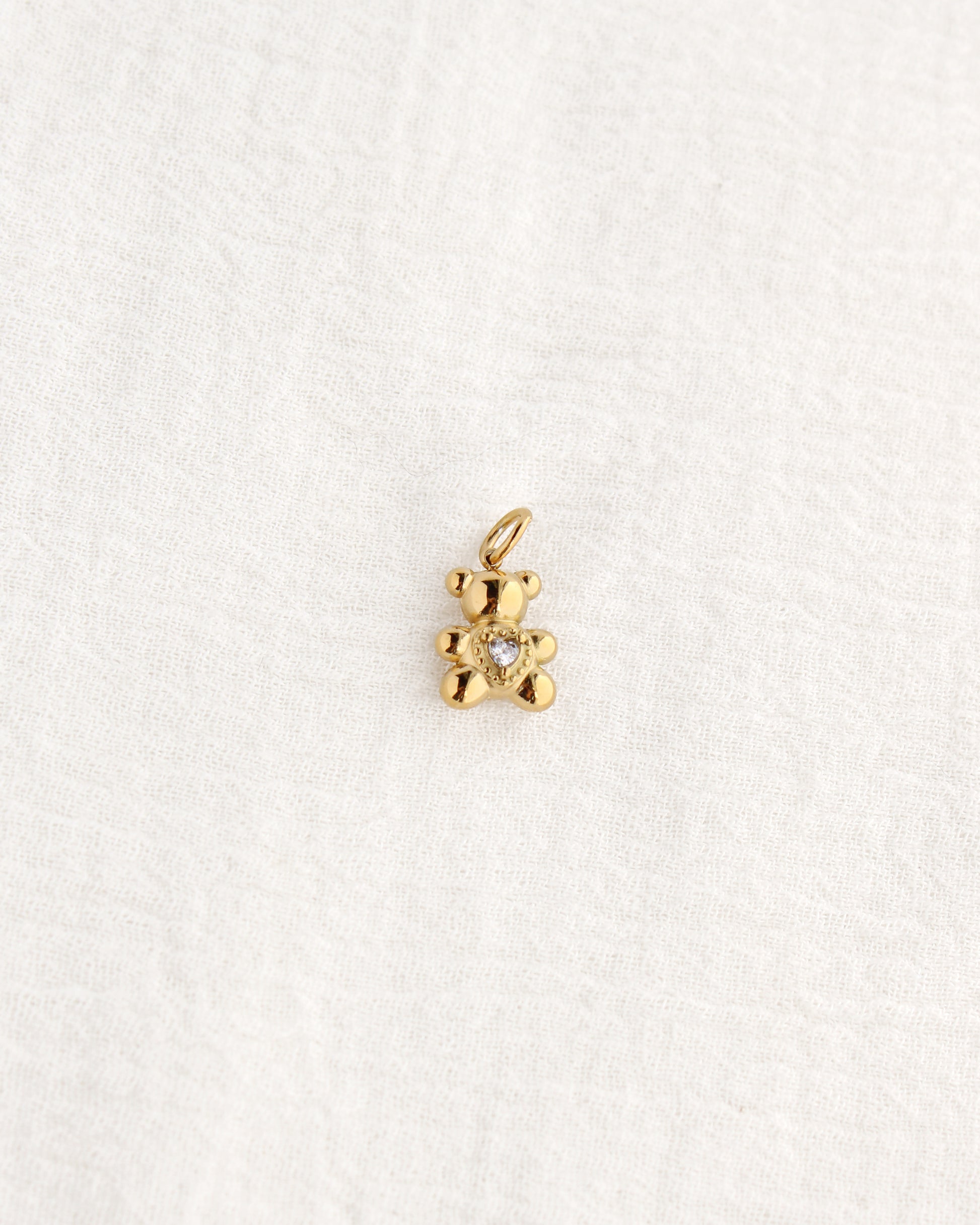 14mm Bear with CZ Heart PVD Charm, CH379