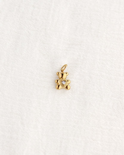 14mm Bear with CZ Heart PVD Charm, CH379