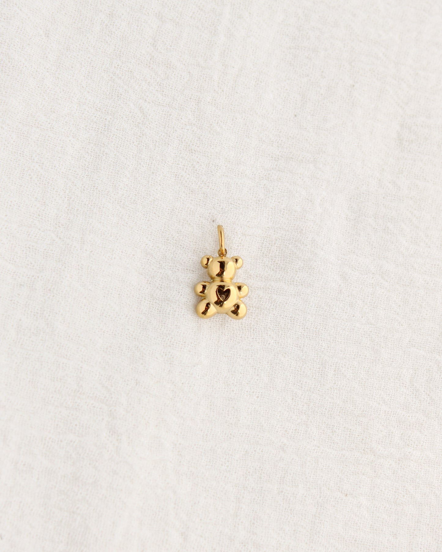 14mm Bear with CZ Heart PVD Charm, CH379