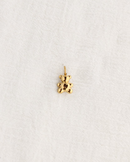 14mm Bear with CZ Heart PVD Charm, CH379