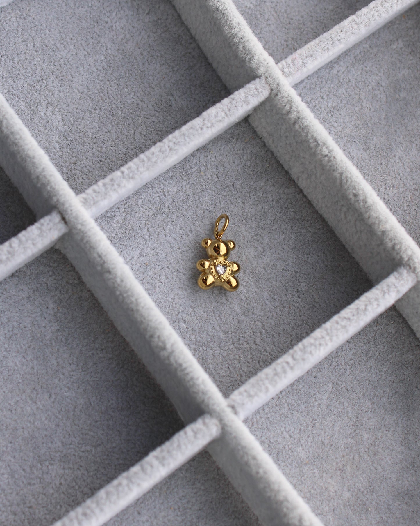 14mm Bear with CZ Heart PVD Charm, CH379