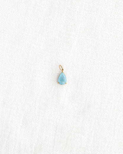 15mm Blue Zircon Teardrop PVD Charm, CH373