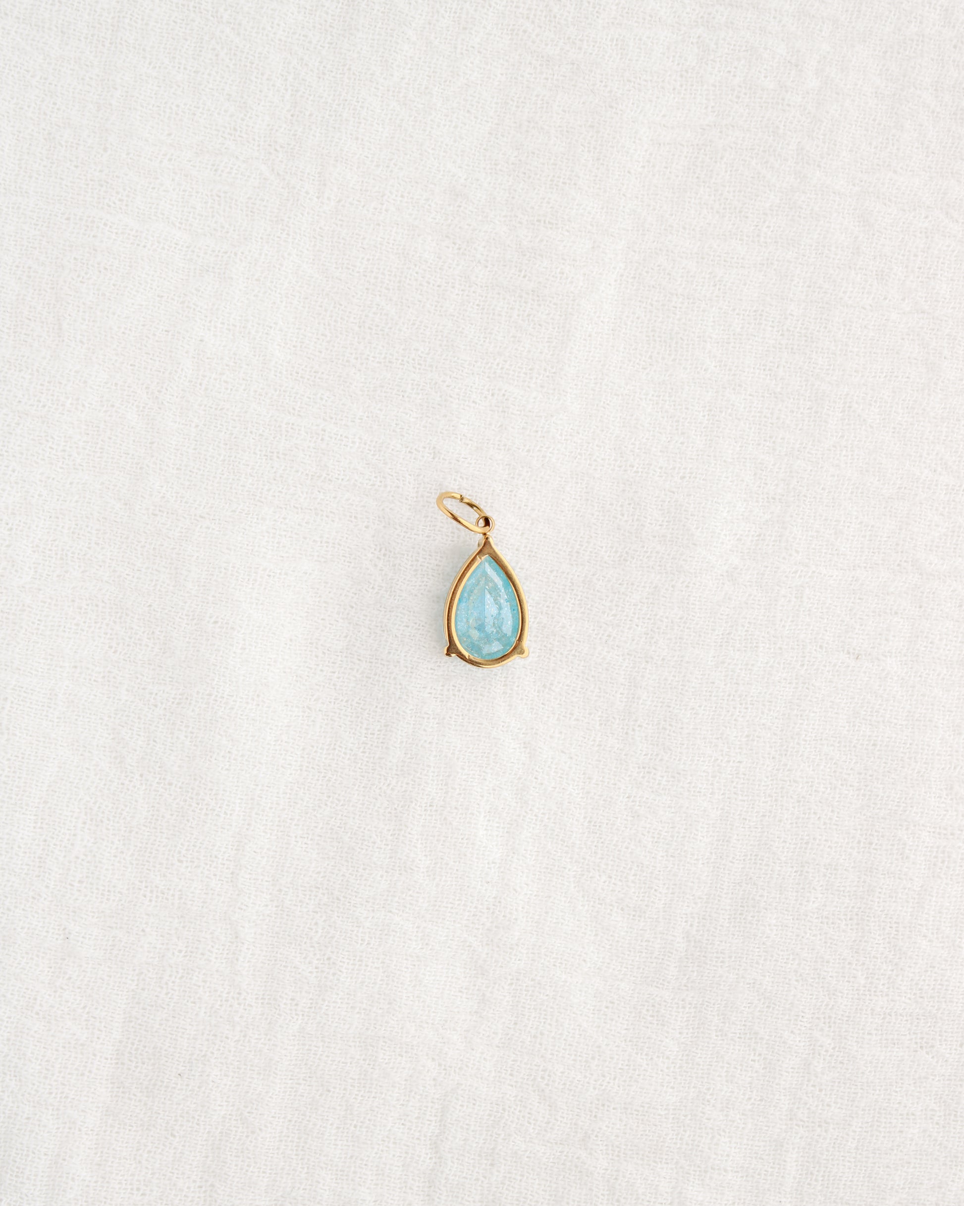 15mm Blue Zircon Teardrop PVD Charm, CH373