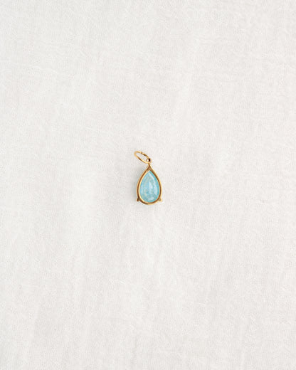 15mm Blue Zircon Teardrop PVD Charm, CH373