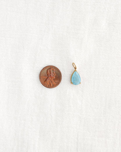 15mm Blue Zircon Teardrop PVD Charm, CH373