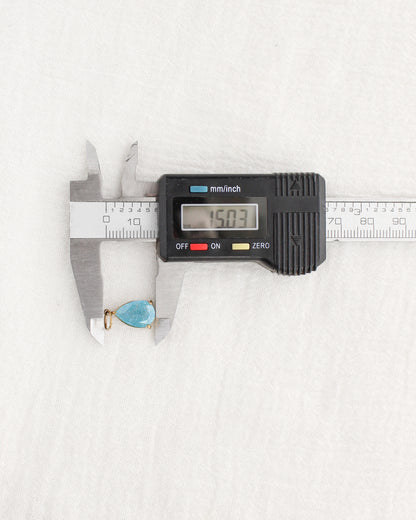 15mm Blue Zircon Teardrop PVD Charm, CH373