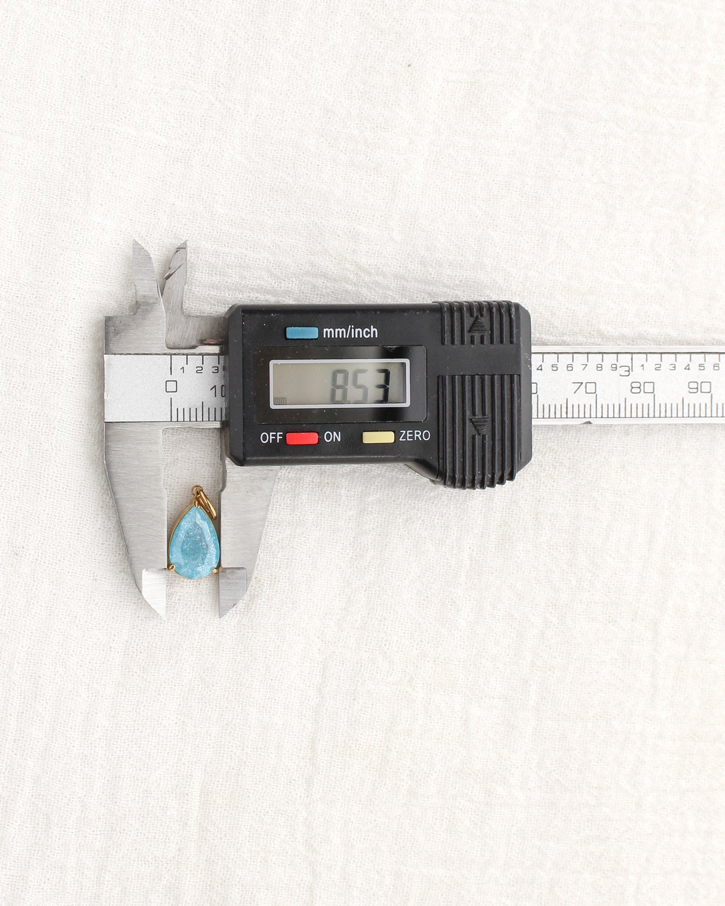 15mm Blue Zircon Teardrop PVD Charm, CH373