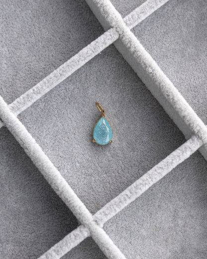 15mm Blue Zircon Teardrop PVD Charm, CH373
