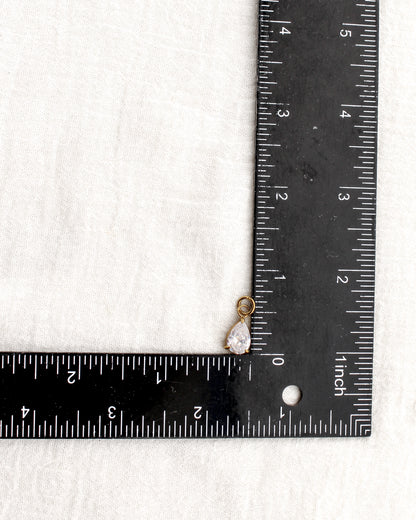 15mm White Zircon Teardrop PVD Charm, CH374