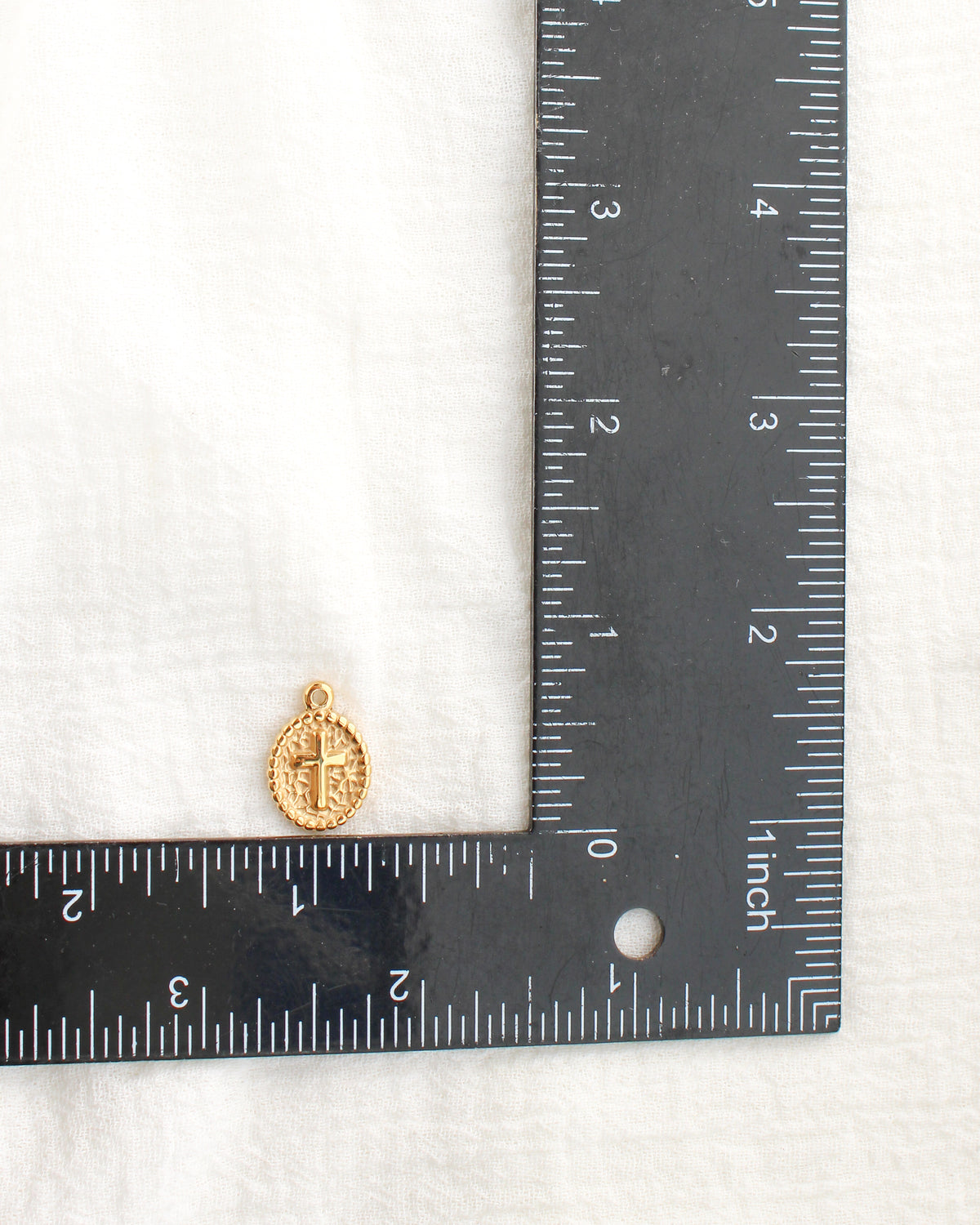 18mm Oval Disc Cross PVD Charm, CH474