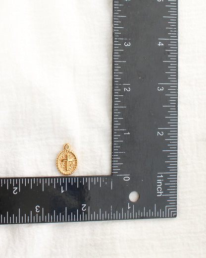 18mm Oval Disc Cross PVD Charm, CH474