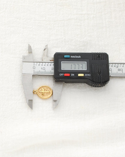18mm Oval Disc Cross PVD Charm, CH474