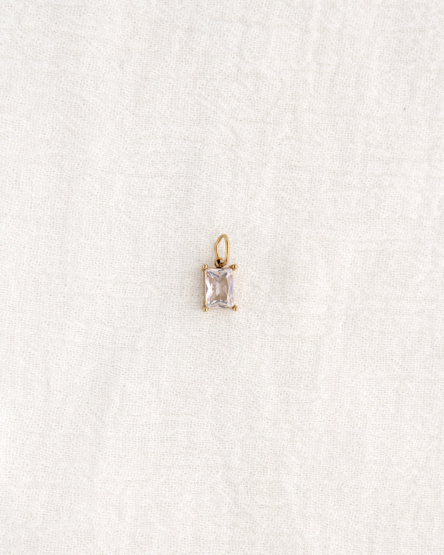10mm White Zircon Rectangle PVD Charm, CH372