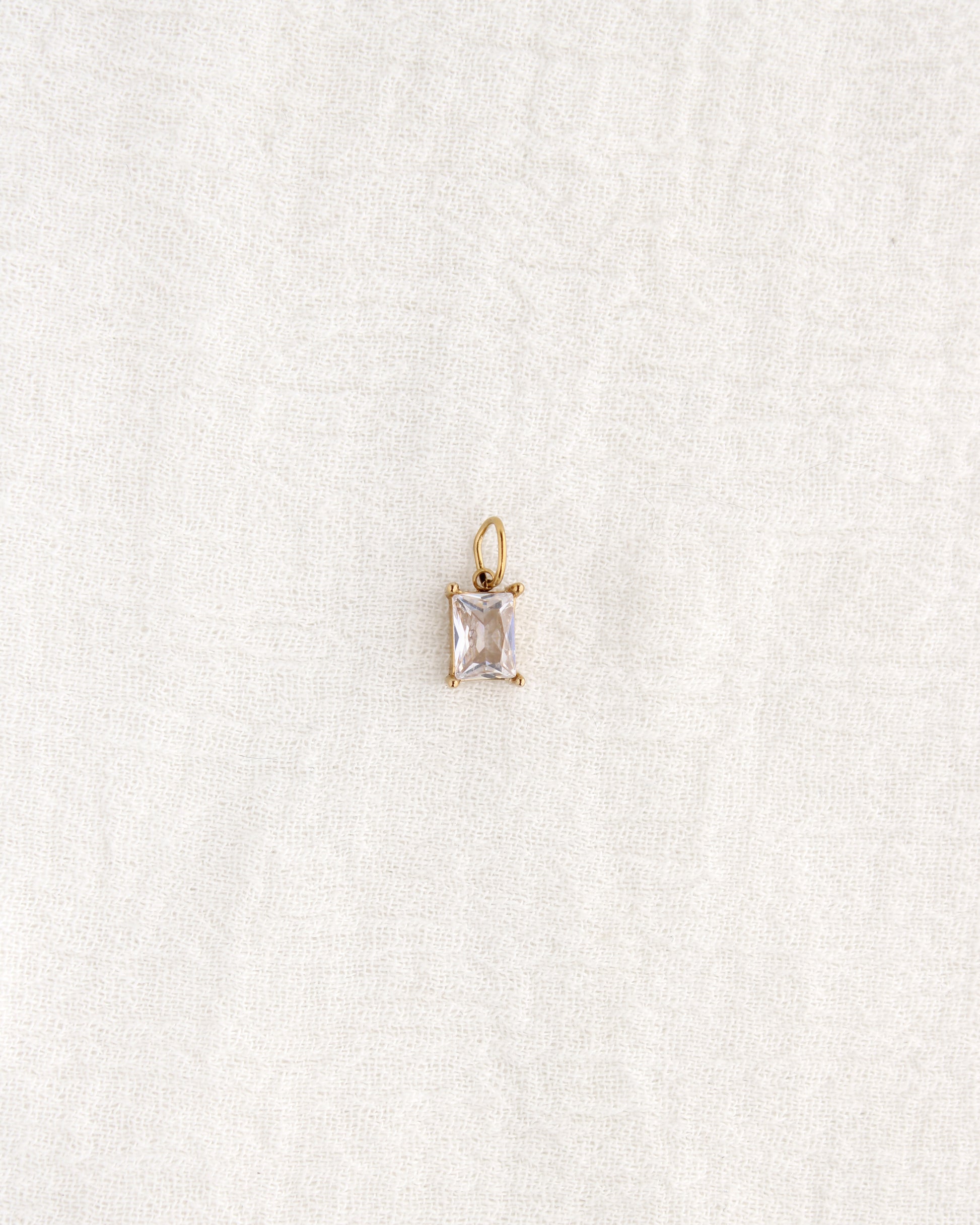 10mm White Zircon Rectangle PVD Charm, CH372