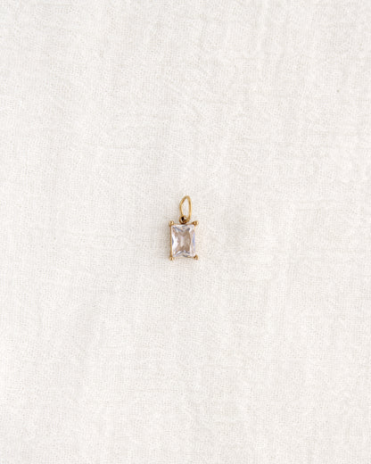10mm White Zircon Rectangle PVD Charm, CH372