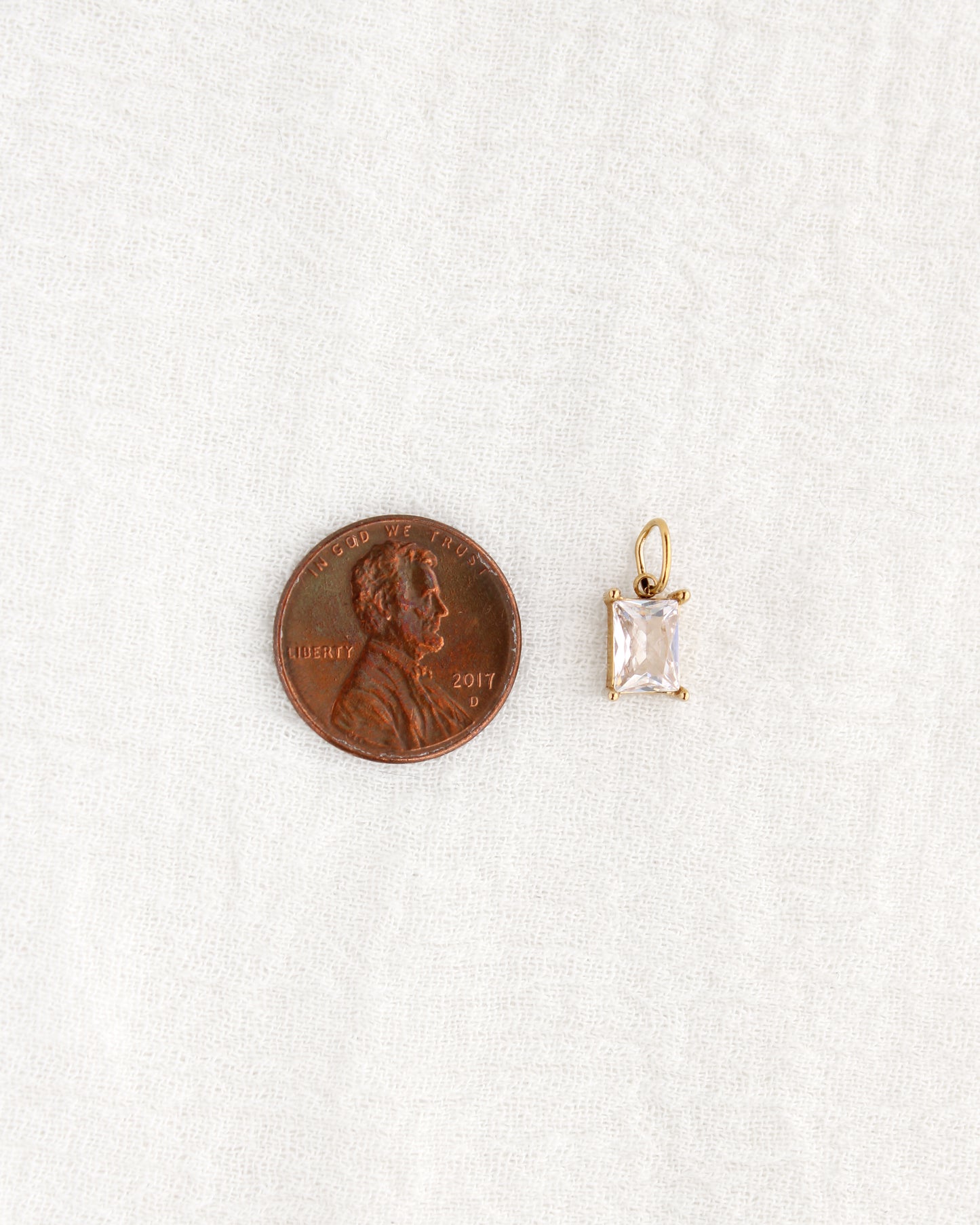 10mm White Zircon Rectangle PVD Charm, CH372