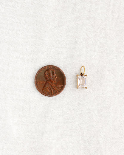 10mm White Zircon Rectangle PVD Charm, CH372
