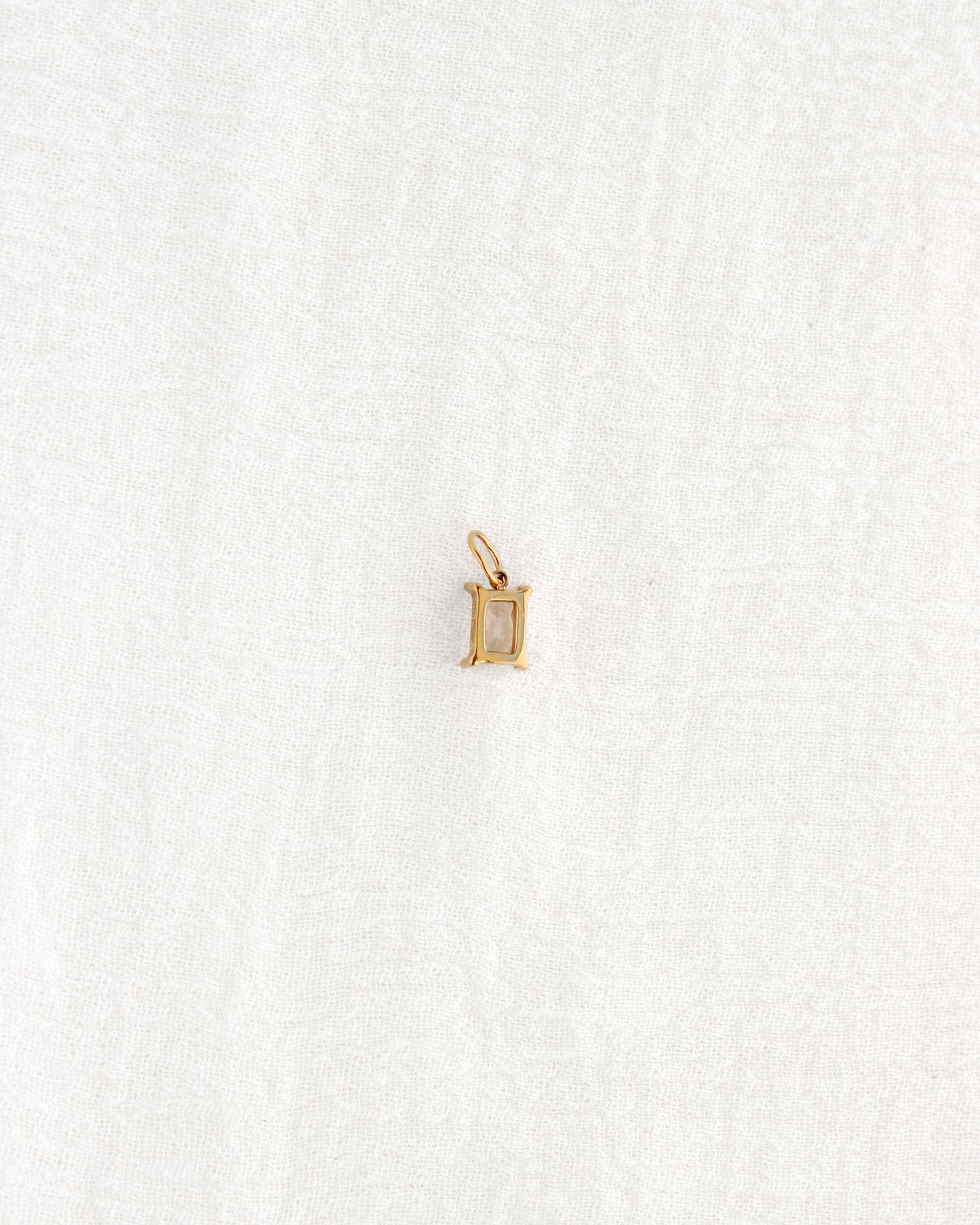 10mm White Zircon Rectangle PVD Charm, CH372