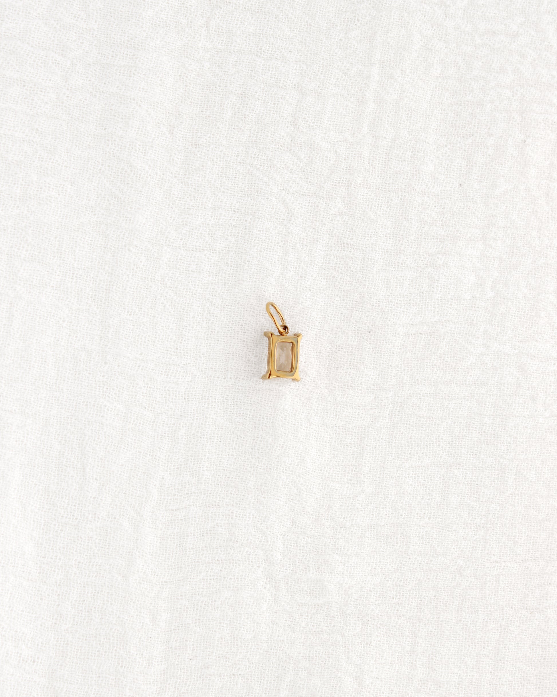 10mm White Zircon Rectangle PVD Charm, CH372