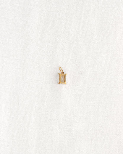 10mm White Zircon Rectangle PVD Charm, CH372