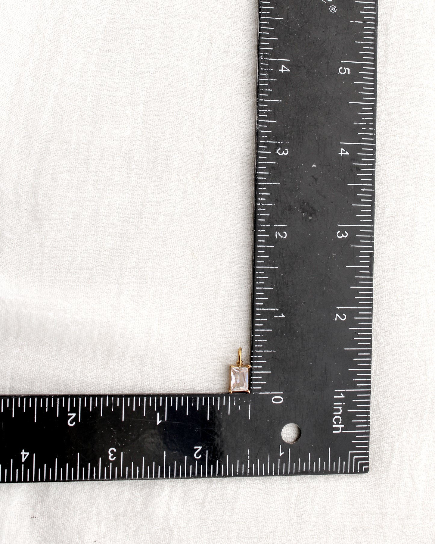 10mm White Zircon Rectangle PVD Charm, CH372