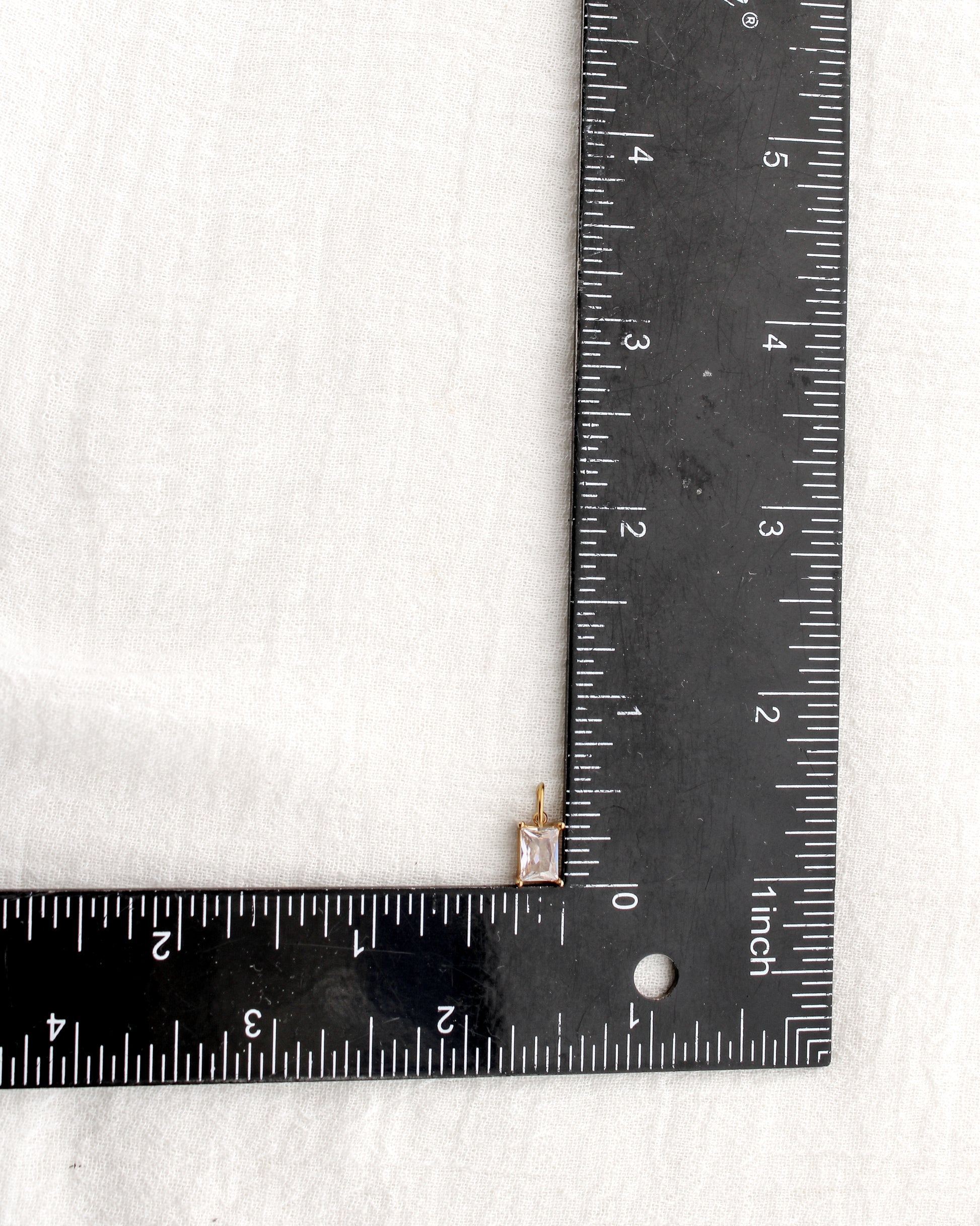 10mm White Zircon Rectangle PVD Charm, CH372