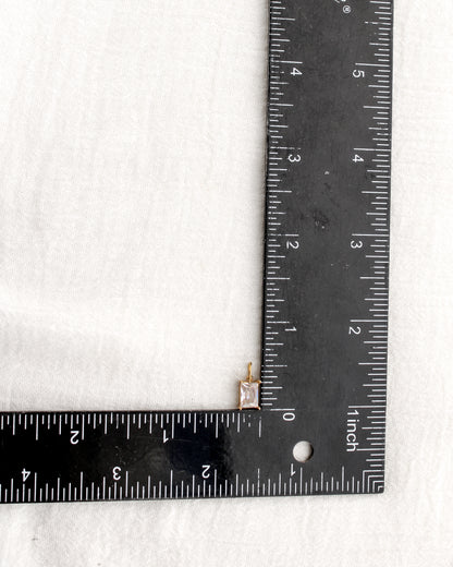 10mm White Zircon Rectangle PVD Charm, CH372
