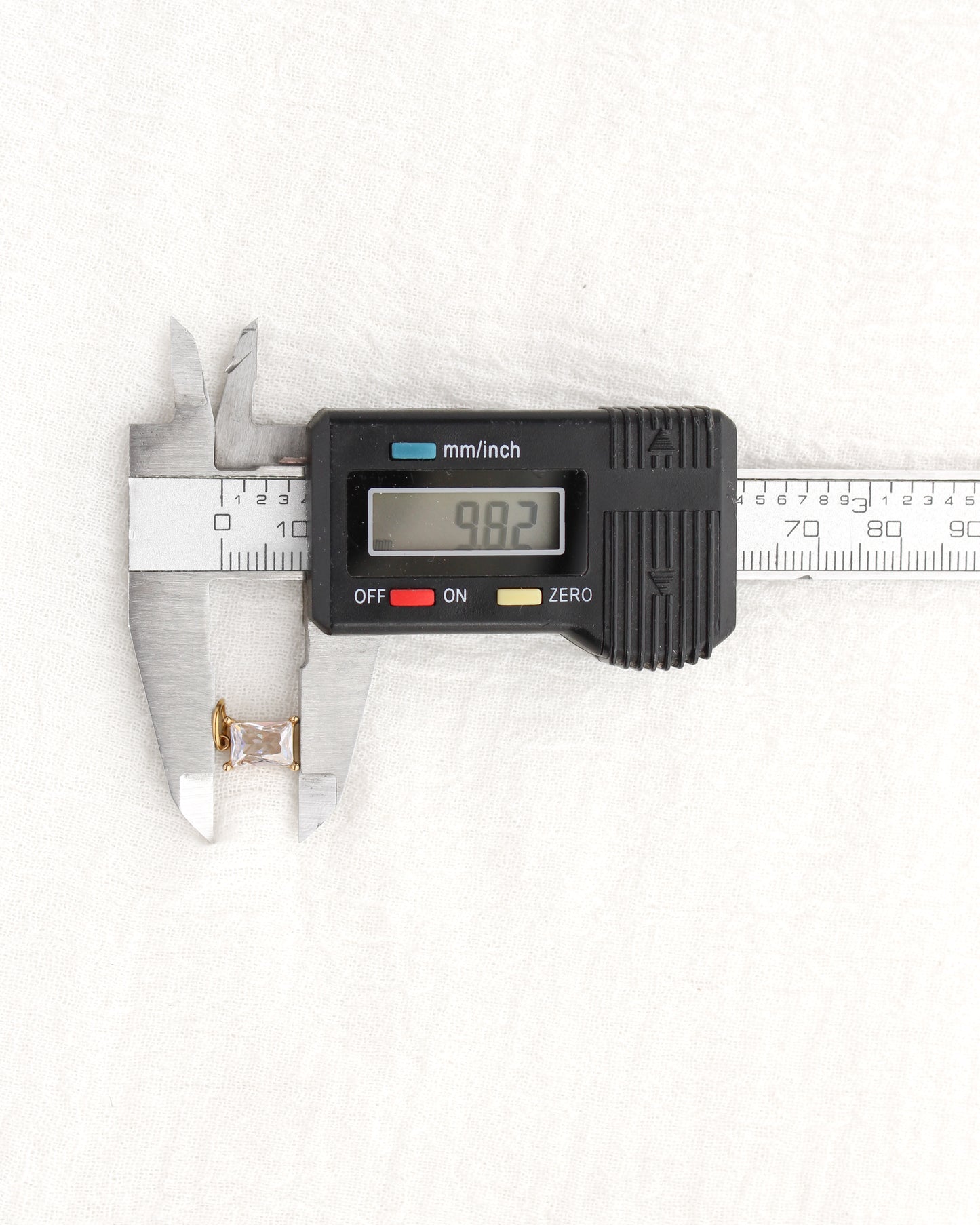 10mm White Zircon Rectangle PVD Charm, CH372