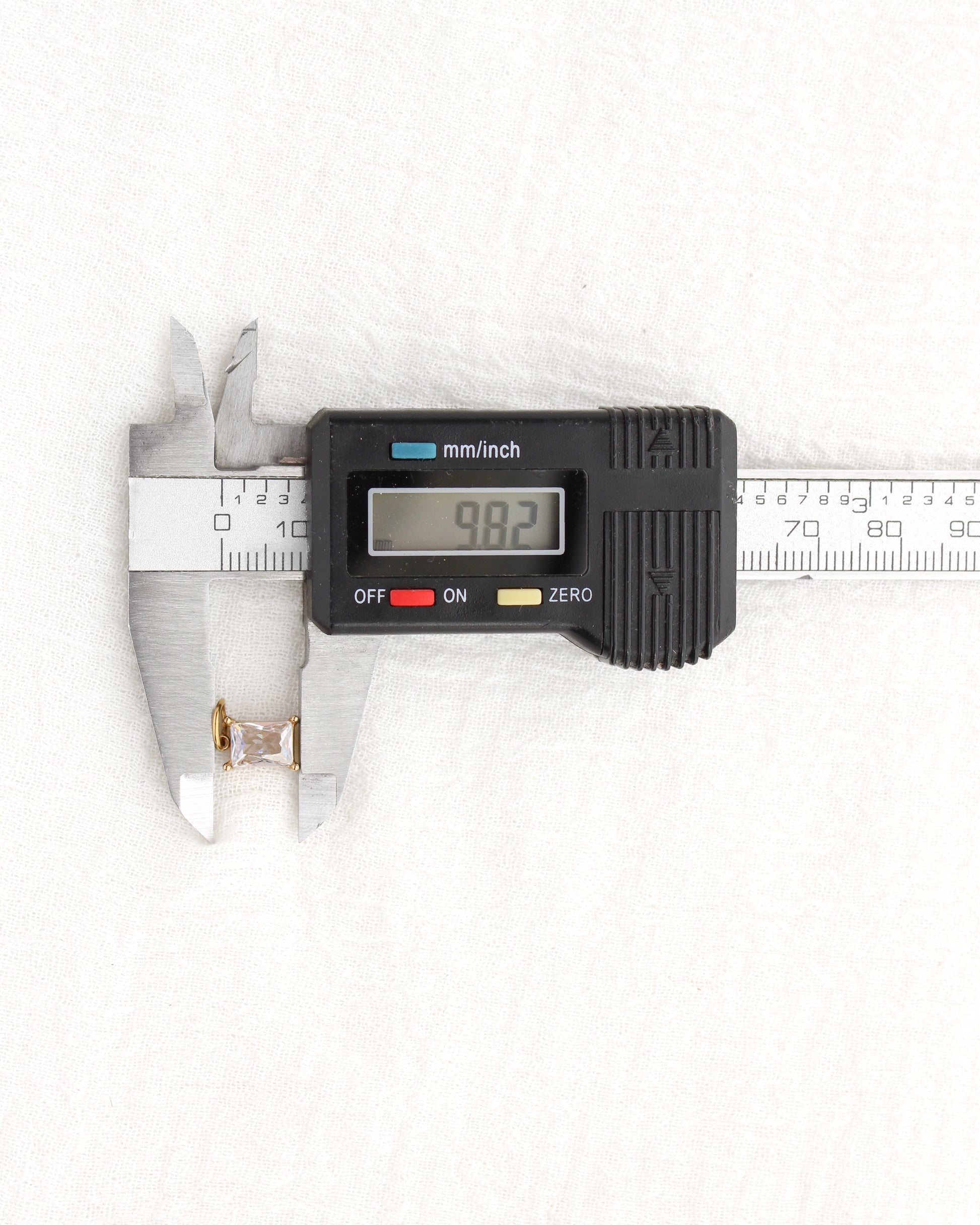 10mm White Zircon Rectangle PVD Charm, CH372