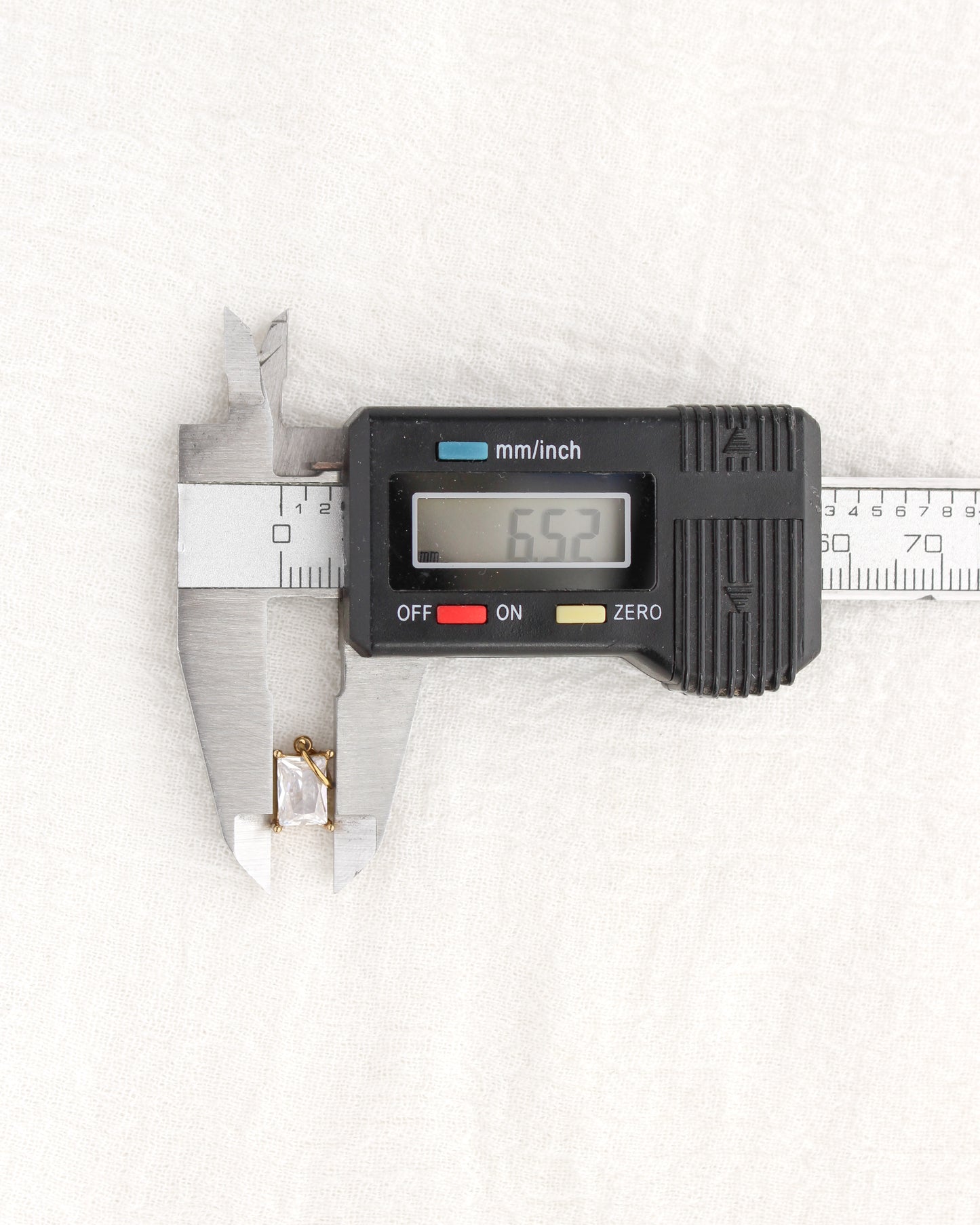 10mm White Zircon Rectangle PVD Charm, CH372