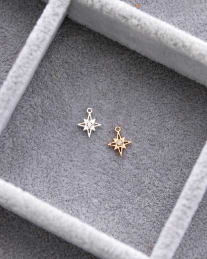 9mm North Star Charm w/ CZ, CH361